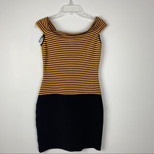 Tadashi Vintage Black & Yellow Bodycon Dress
